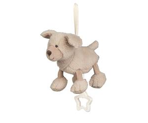 Sterntaler Lucky Boîte à Musique S Chien - en Tissu Extra Doux - Doudou bébé à Nouer - Aide à l'endormissement apaisant à la Maison et en déplacement - Gris-Beige