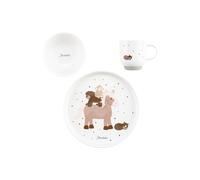 Sterntaler Service de table en porcelaine de la ferme - Avec socle en silicone antidérapant et amovible - Vaisselle pour bébé et enfant avec assiette, bol de 400 ml et tasse de 200 ml - Blanc
