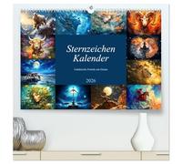 Sternzeichen-Kalender - Galaktische Porträts mit Datum (hochwertiger Premium Wandkalender 2026 DIN A2 quer), Kunstdruck in Hochglanz: Kosmische Kunst - Luftige Meisterwerke der Sternenzeichen