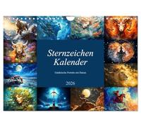 Sternzeichen-Kalender - Galaktische Porträts mit Datum (Wandkalender 2026 DIN A4 quer), CALVENDO Monatskalender: Kosmische Kunst - Luftige Meisterwerke der Sternenzeichen