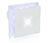 STERR Ventilateur de salle de bain blanc 125 mm avec LED + TIMER - Ventilateur de salle de bain - Façade en verre - Look moderne - BFS125LT - 20 W