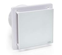 STERR Ventilateur de Salle de Bain Blanc 150 mm avec TIMER - Ventilateur de Salle de Bain - Façade en Verre - Look Moderne - BFS150T - 25W