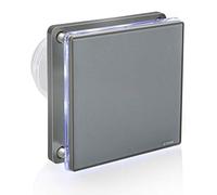 STERR Ventilateur de salle de bain Gris 100 mm avec LED + TIMER - Ventilateur de salle de bain - Façade en verre - Look moderne - BFS100LT-G - 10 W