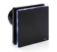 STERR Ventilateur de salle de bain noir 100 mm avec LED + TIMER - Ventilateur de salle de bain - Façade en verre - Look moderne - BFS100LT-B - 10 W