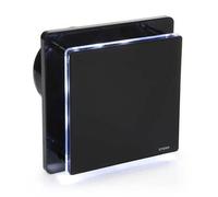 STERR Ventilateur de salle de bain noir 125 mm avec LED + TIMER - Ventilateur de salle de bain - Façade en verre - Look moderne - BFS125LT-B - 20 W