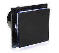 STERR Ventilateur de salle de bain Noir 150 mm avec LED + TIMER - Ventilateur de salle de bain - Façade en verre - Look moderne - BFS150LT-B - 25 W