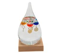 Sterzeal Thermomètre Galilée en forme de goutte avec support en bois pour une lecture précise de la température - Décoration d'intérieur élégante et thermomètre de chambre - Thermomètre intérieur