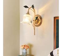 Stesulfr Applique murale en verre à fleurs style rétro français douille E14 style campagnard éclairage mural de ferme antique convient pour chambre à coucher chevet salon couloir éclairage décoratif i