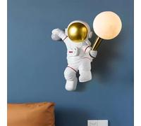Stesulfr Applique Murale LED Style Astronaute Lampe Murale LED pour Enfants en résine Dessin animé Blanche pour Chambre d'enfant Salle à Manger Chevet Couloir Salon(2PC)