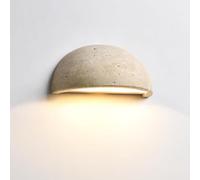 Stesulfr Applique murale nordique moderne marbre Wabi-Sabi Art Luminaire Demi lune cercle Lampe murale en travertin jaune Lampe de chevet en pierre naturelle de style japonais pour chambre à coucher