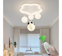 Stesulfr Lampe de chambre d'enfant dessin animé panda plafonnier LED Lampe de Plafond métal blanc 3 boules lustre de chambre dimmable éclairage simple vestiaire chambre de bébé cuisine lampe de chambr