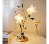 Stesulfr Lampe de chevet rétro en bronze corps de lampe lampe de table abat-jour en verre fleur décoration de maison antique lampe de lecture lampe de chevet adaptée chambre à coucher salon bureau coi