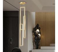 Stesulfr Lustre LED grande lampe d'escalier décoration intérieure moderne éclairage de plafond hôtel restaurant café haut plafond suspension lumière dimmable avec télécommande rectangulaire en alumini