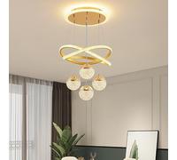 Stesulfr Suspension LED moderne à intensité variable avec télécommande Lustre en acrylique 4 abat-jour boule Lampe suspendue décorative au-dessus de la table à manger Convient salon Salle à manger Bur