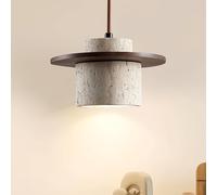 Stesulfr Suspension style japonais Wabi Sabi Suspension E27 Lustres en marbre nordique Abat-jour en pierre naturelle Luminaire suspendu simple pour salle à manger Chevet Îlot de cuisine Couloir(1PC)