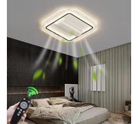 Stesulfr Ventilateur de Plafond sans pales avec éclairage LED intensité Variable carré en Aluminium avec éclairage 6 Vitesses Ventilateur de Plafond Silencieux Moderne Chambre à Coucher Salon Cuisine