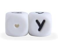 STETHI 10 Pcs Perles Lettre Mini Perles Alphabet Silicone Beads, Perles De Lettres Silicone Perles Lettres Cubes Perles Lettres en Silicone Lettres De A à Z, Lettre Cubes Perles Beads (Y)