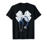 Stéthoscope d'allaitement avec nœud Bleu Floral Style Coquette infirmière T-Shirt
