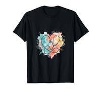 Stéthoscope d'infirmière Cœur Aquarelle Soin Art T-Shirt