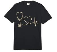 Stéthoscope d'infirmière en Forme de cœur Rythme Cardiaque RN Line Art Comfort Colors Adult Heavyweight T-Shirt