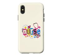 Stéthoscope d'infirmière Mignon Motif léopard Marguerite coloré Coque pour iPhone X/XS