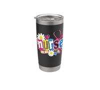 Stéthoscope d'infirmière mignon motif léopard marguerite coloré Gobelet isotherme en acier inoxydable double paroi