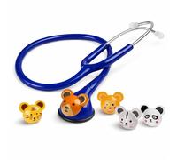 Stéthoscope pour enfants Pulox CSC-10 avec 5 embouts en forme d'animaux - Stéthoscope médical à une seule tête pour la pédiatrie, couleur bleu roi