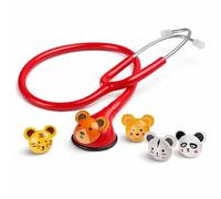 Stéthoscope pour enfants Pulox CSC-10 avec 5 embouts en forme d'animaux - Stéthoscope médical à une seule tête pour la pédiatrie, rouge