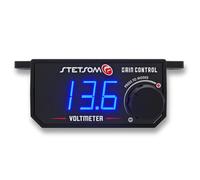 Stetsom Bouton de contrôle de Gain de Basse Universel 4 en 1 + voltmètre + Interrupteur Marche/arrêt + convertisseur d'entrée Haut vers RCA, Affichage LED Bleu, Affichage One Touch on/Off,