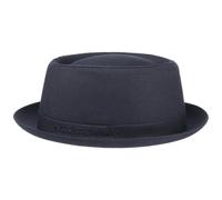 STETSON Chapeau Athens Cotton Pork Pie Femme/Homme - Made in Italy pour Homme en Coton Tendance avec Doublure Printemps-été - 56 cm Bleu foncé