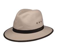 STETSON Chapeau Ava Coton Outdoor Homme - Outback en aventurier avec Bandeau Cuir, Passepoil Été Printemps-été - L (58-59 cm) Beige Clair