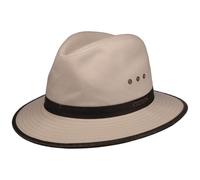 STETSON Chapeau Ava Coton Outdoor Homme - Outback en aventurier avec Bandeau Cuir, Passepoil Été Printemps-été - XL (60-61 cm) Beige Clair