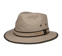 STETSON Chapeau Ava Cotton Anti-UV Femme/Homme - en Coton d'été Traveller avec Passepoil Été Printemps-été - L (58-59 cm) Beige