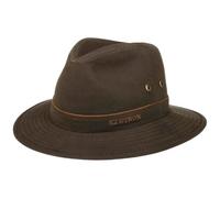 STETSON Chapeau Avasun Waxed Traveller Femme/Homme - en Tissu Outdoor Coton avec Passepoil Printemps-été Printemps Été Automne Hiver - M (56-57 cm) Marron foncé