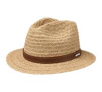 STETSON Chapeau de Raphia Barnell Traveller Homme - en Paille d'été Soleil avec Bandeau Cuir Été Printemps-été - XXL (62-63 cm) Nature