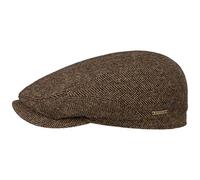 Stetson Belfast Casquette plate pour homme - Casquette plate en laine - Casquette à chevrons avec doublure intérieure (coton) - Casquette en laine automne/hiver - Casquette plate, marron/noir, 56