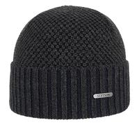 Stetson Bonnet à Revers Tevida Merino Homme - Made in Italy pour l'hiver Casquette Forme Melon Beanie avec Hiver Automne-Hiver - Taille Unique Anthracite
