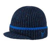 Stetson Bonnet Beanie avec Visière Deer Femme/Homme - Made in Italy pour l'hiver Revers, visière, Automne-Hiver - Taille Unique Bleu foncé
