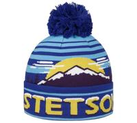 STETSON Bonnet Beanie Snowy Mountains Freestyle Femme/Homme - à Revers Pompon avec Hiver Automne-Hiver - Taille Unique Bleu-Jaune