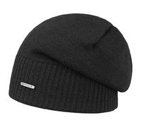 STETSON Bonnet Beanie Wool Oversize Femme/Homme - Made in Italy en Laine Casquette Forme Melon avec Doublure, Automne-Hiver Hiver - Taille Unique Noir