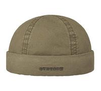 STETSON Bonnet Docker Delave Organic Cotton Homme - Made in The EU Couvre-Chef d'été Beanie en Coton Casquette Style avec Revers, Bonnets Été Printemps-été - M (56-57 cm) Khaki