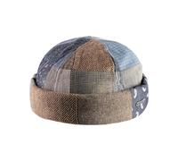 Stetson Bonnet Docker Fresh Patchwork Homme - Made in The EU Casquette Skull Bonnets Docker, avec Doublure, Doublure Été Printemps-été - S (54-55 cm) Bleu-Beige