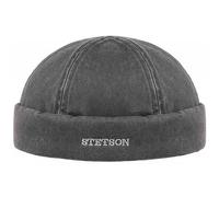 STETSON Bonnet Docker Old Cotton Winter Homme - pour l'hiver avec Revers, Bonnets Docker, Doublure, fermé à l’arrière, Doublure Hiver Automne-Hiver - S (54-55 cm) Noir