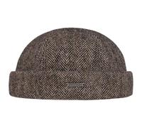Stetson Bonnet Docker Lavoy Herringbone Wool Homme - Made in The EU Casquette Style pour l'hiver avec Revers, Bonnets Docker, Doublure Hiver Automne-Hiver - L (58-59 cm) Beige foncé