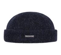 Stetson Bonnet Docker Lavoy Herringbone Wool Homme - Made in The EU Casquette Style pour l'hiver avec Revers, Bonnets Docker, Doublure Hiver Automne-Hiver - XL (60-61 cm) Bleu foncé