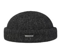 STETSON Bonnet Docker Lavoy Herringbone Wool Homme - Made in The EU Casquette Style pour l'hiver avec Revers, Bonnets Docker, Doublure Hiver Automne-Hiver - M (56-57 cm) Anthracite
