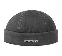 STETSON Bonnet Docker Old Cotton Winter Homme - pour l'hiver avec Revers, Bonnets Docker, Doublure, fermé à l’arrière, Doublure Hiver Automne-Hiver - S (54-55 cm) Noir