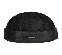 Stetson Bonnet Docker Pigskin Homme - Made in The EU en Cuir avec Revers, Bonnets Docker, Doublure Automne-Hiver Hiver - L (58-59 cm) Noir