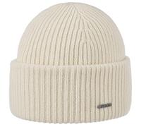 Stetson Bonnet en Laine Classic Uni Femme/Homme - Made in Italy Tricot Beanie pour l'hiver avec Revers Hiver Automne-Hiver - Taille Unique Blanc crème