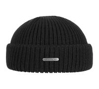 STETSON Bonnet Nashville Docker Femme/Homme - Made in Italy Bord Pliable en Tricot Laine avec Revers, Bonnets Hiver Automne-Hiver - Taille Unique Noir